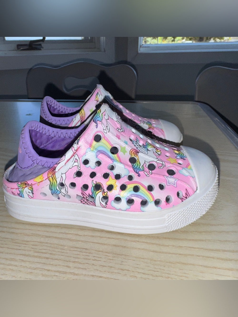 Kids Unicorn Slip-On Shoes in Pink and Purple